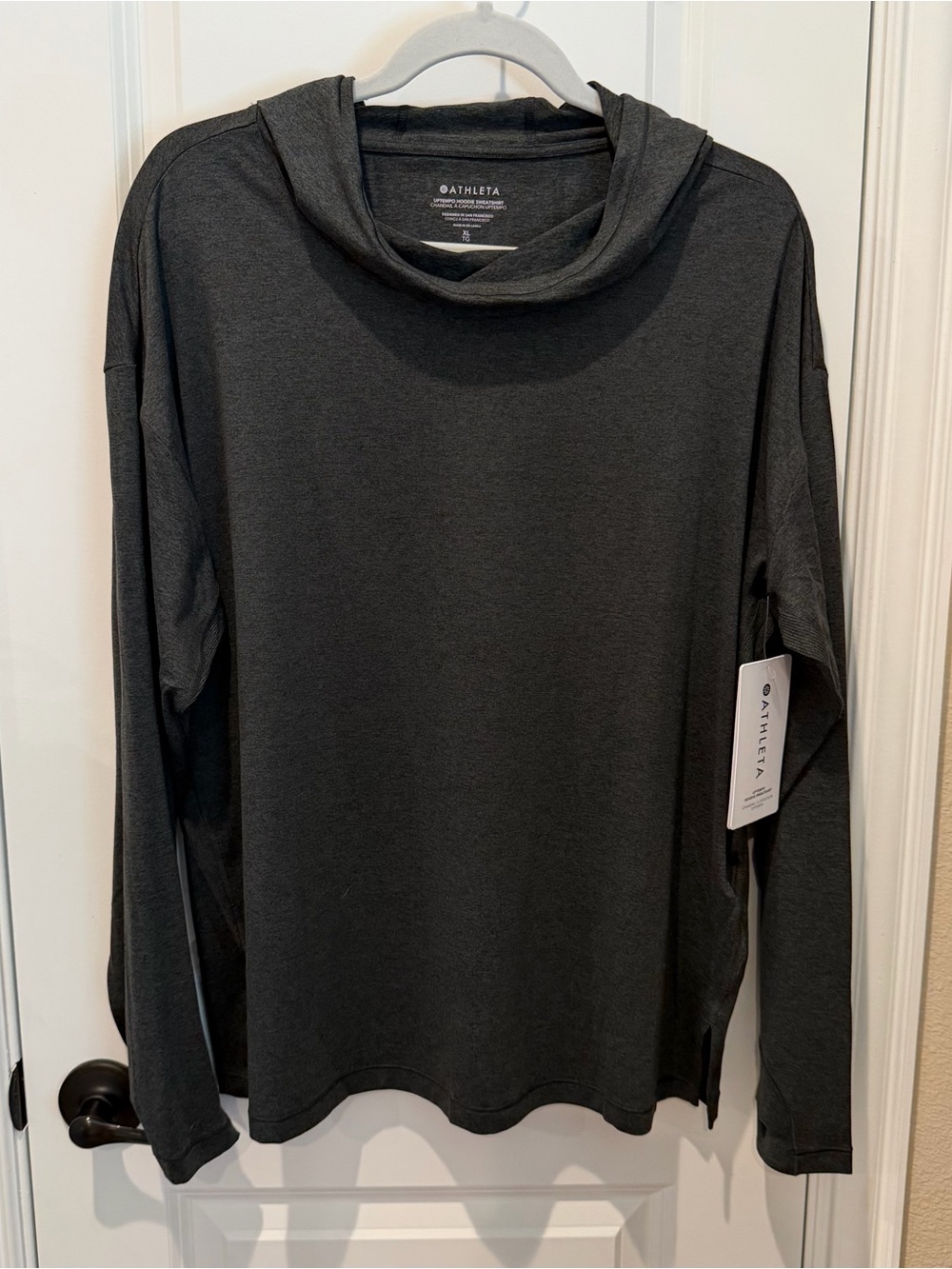 Athleta Uptempo Elevate Hoodie Sweatshirt Heathered Black